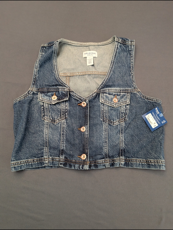 Arizona Jean Company Jackets & Blazers - Arizona Jean Co L Denim Crop Vest NWT Blue Jean Button Front Y2K Boho 90s